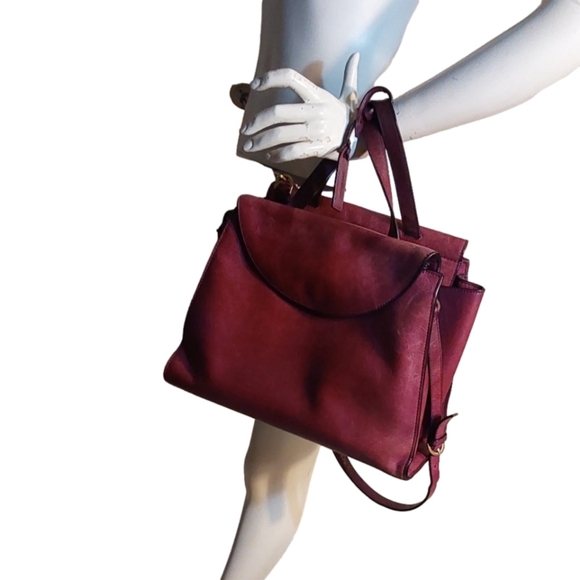 KATE SPADE SATURDAY WEEKENDER MERLOT WINE LARGE SATCHEL CONVERTIBLE BAG - Picture 2 of 8